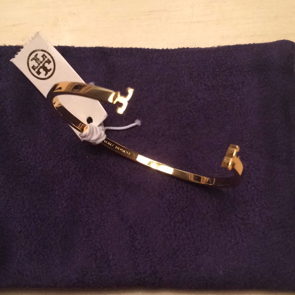 Tory Burch skinny serif “T” logo cuff
